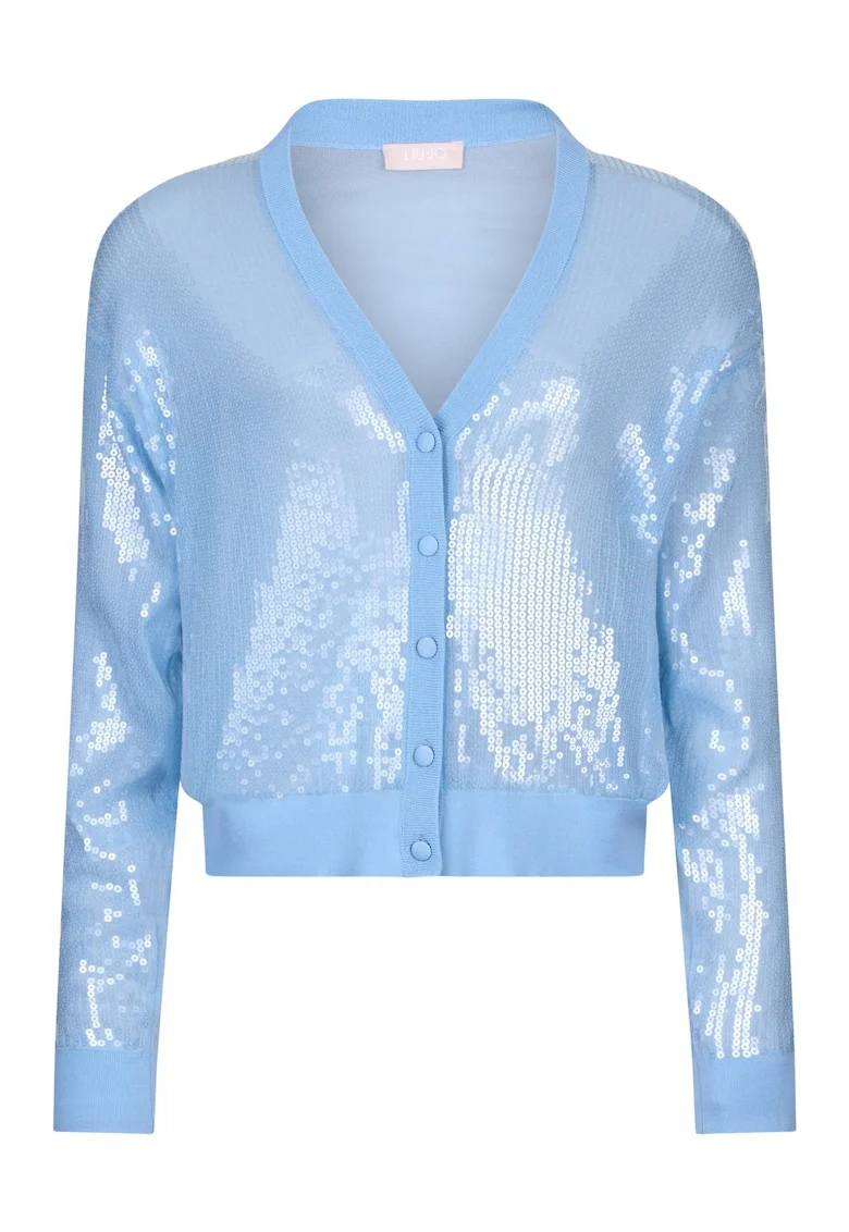 Cardigan decorat cu paiete, Albastru deschis