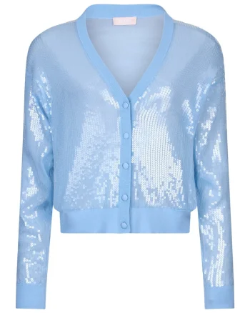 Cardigan decorat cu paiete, Albastru deschis