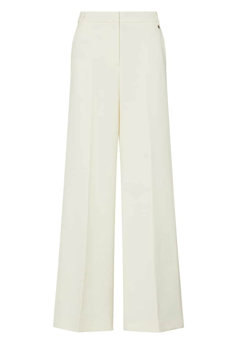 Pantaloni palazzo cu buzunare laterale, Alb