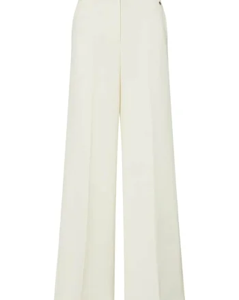 Pantaloni palazzo cu buzunare laterale, Alb