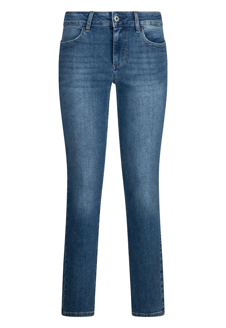 Blugi slim fit cu aspect decolorat, Albastru