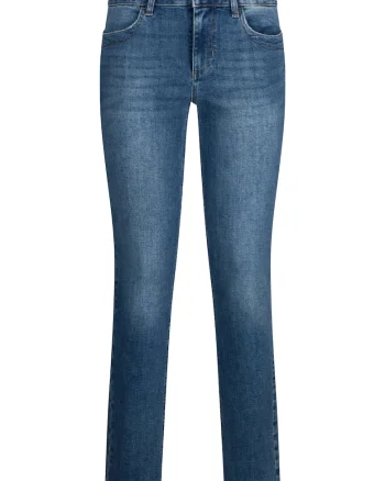 Blugi slim fit cu aspect decolorat, Albastru