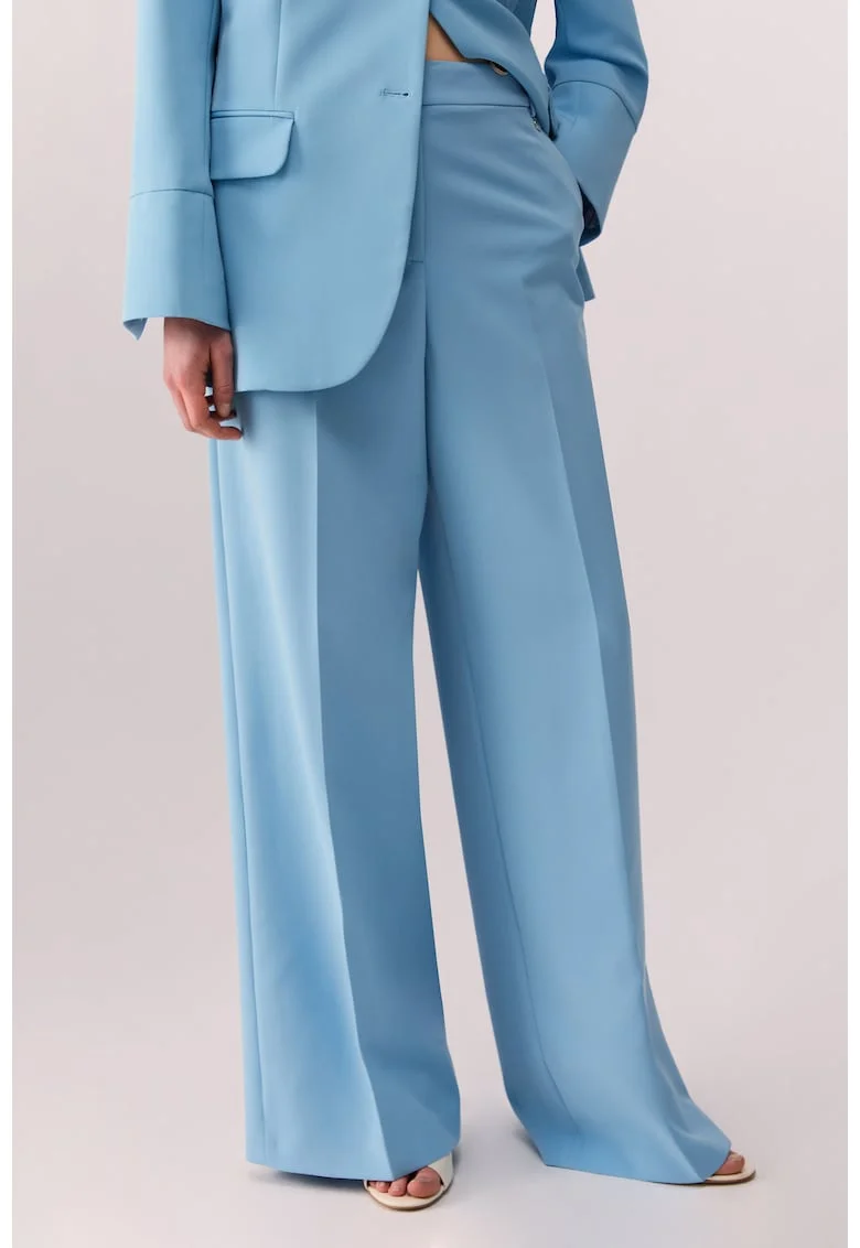 Pantaloni palazzo cu buzunare laterale, Albastru deschis
