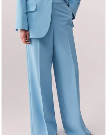 Pantaloni palazzo cu buzunare laterale, Albastru deschis