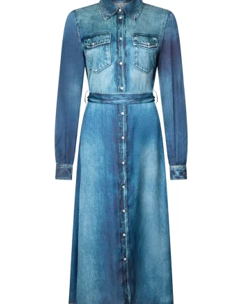 Rochie miid cu nasturi, Albastru