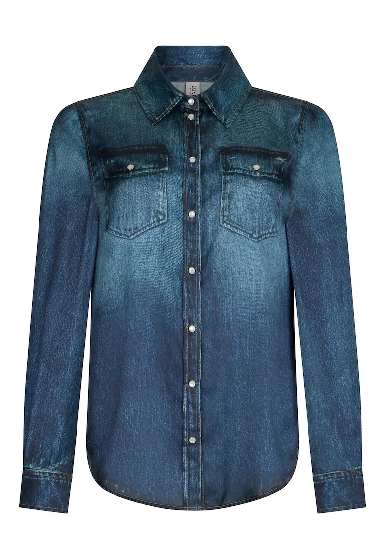Camasa cu aspect de denim, Albastru