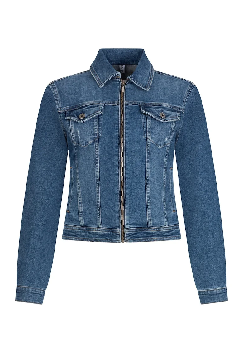 Jacheta crop din denim, Albastru