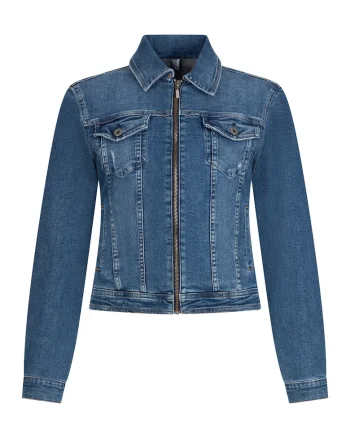 Jacheta crop din denim, Albastru