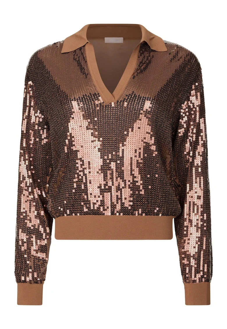 Bluza polo cu paiete, Maro