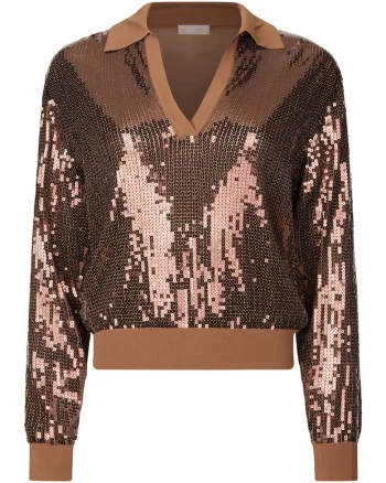 Bluza polo cu paiete, Maro