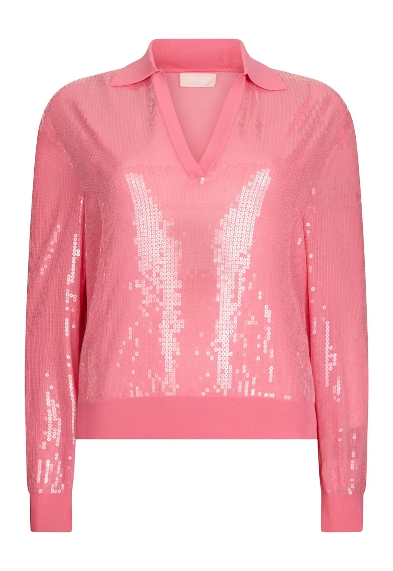 Bluza polo cu paiete, Roz