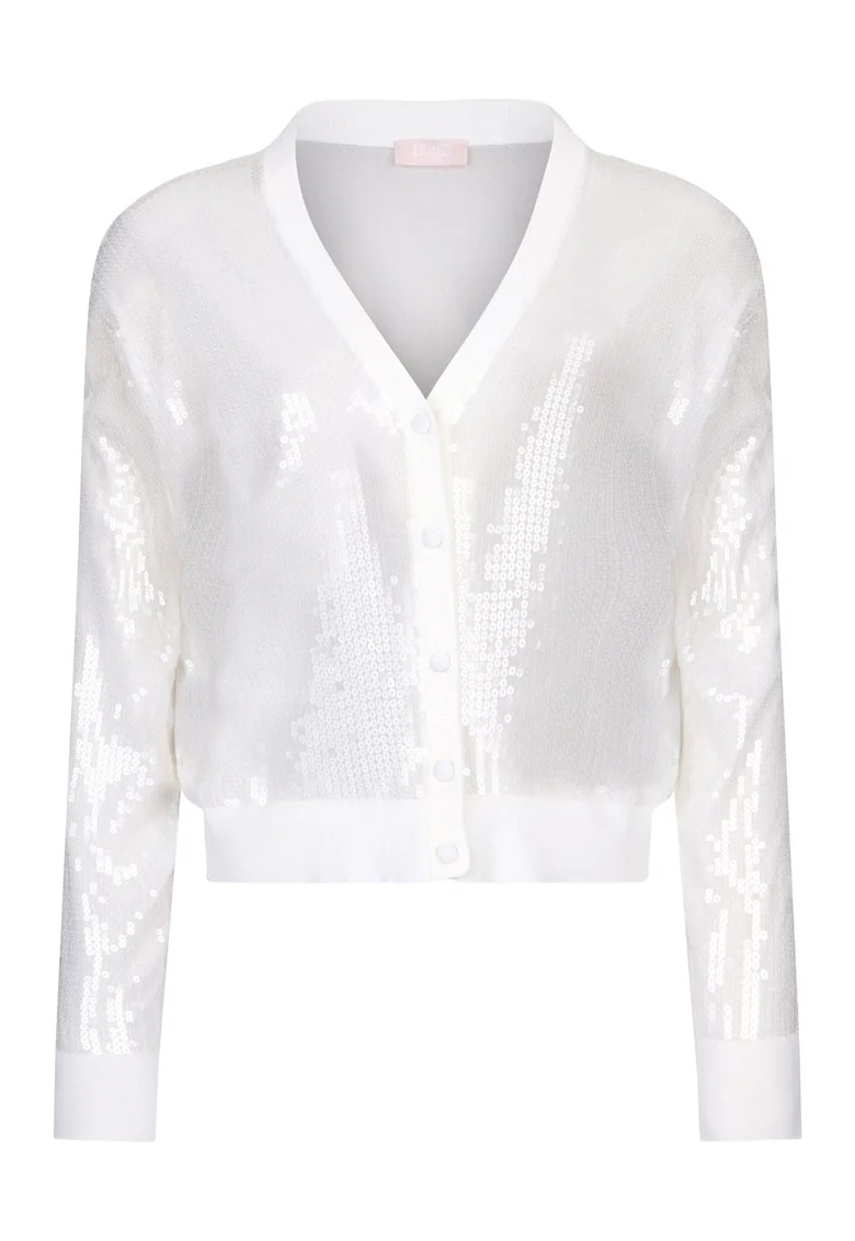 Bluza polo cu paiete, Alb