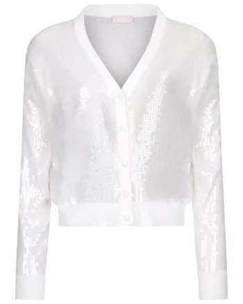 Bluza polo cu paiete, Alb