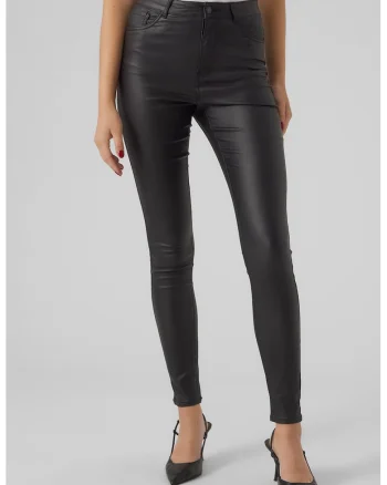 Pantaloni skinny de piele ecologica, Negru