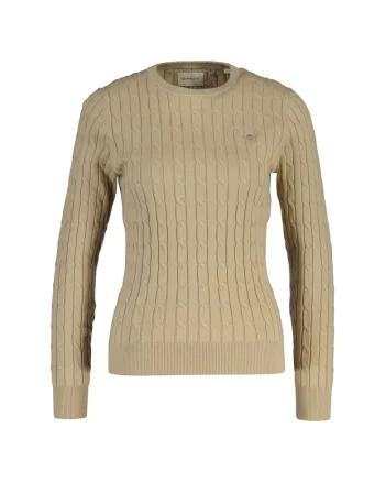 Pulover slim fit cu model torsade, Maro deschis