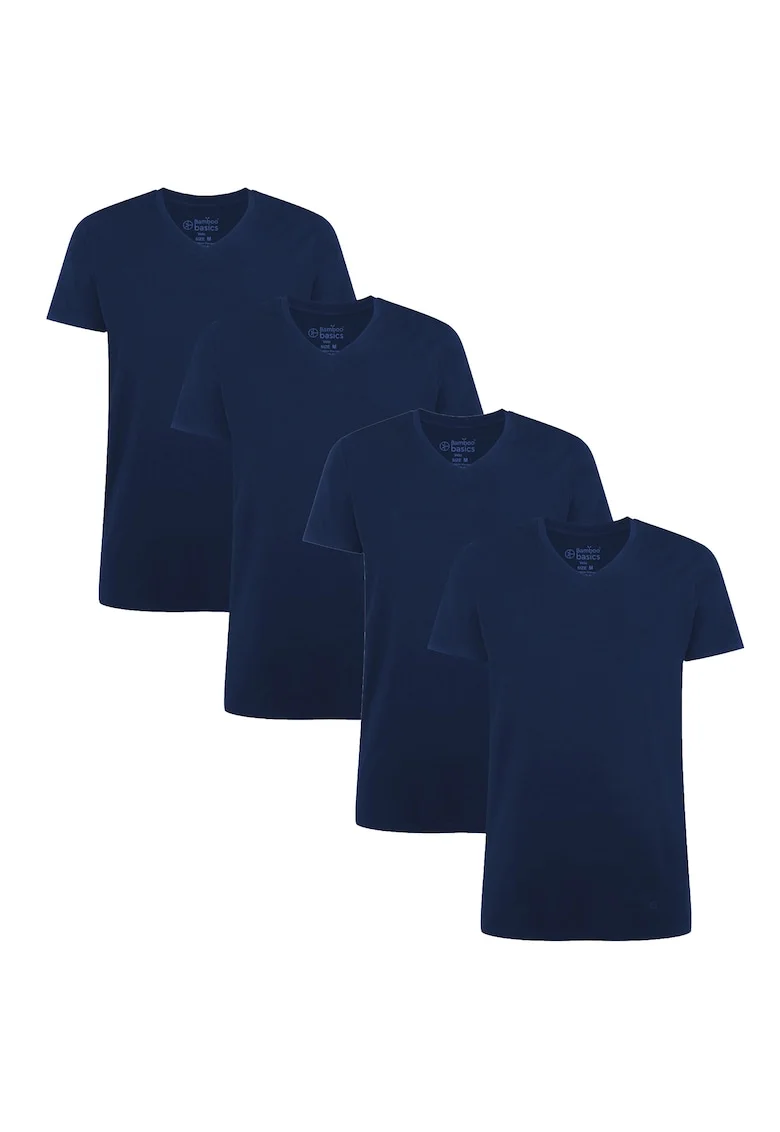 Set de tricouri cu decolteu in V Velo - 4 piese, Bleumarin