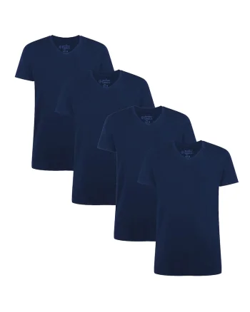 Set de tricouri cu decolteu in V Velo - 4 piese, Bleumarin