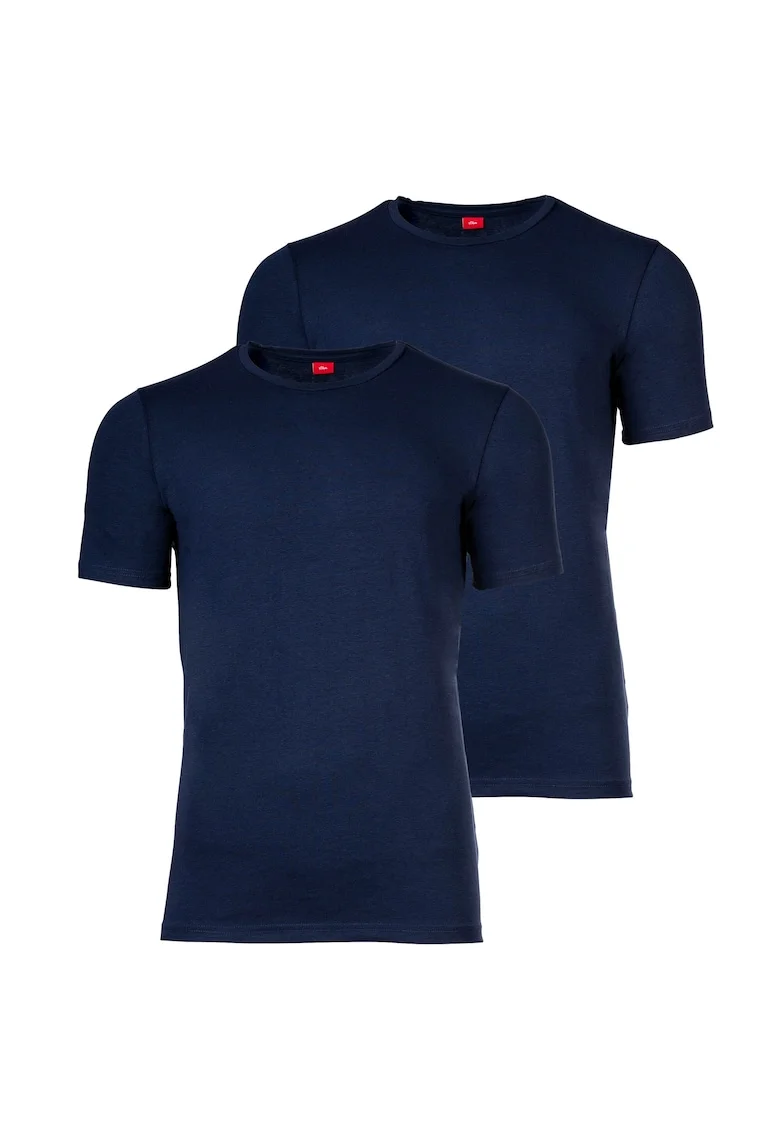 Set de tricouri cu decolteu la baza gatului - 2 piese, Bleumarin