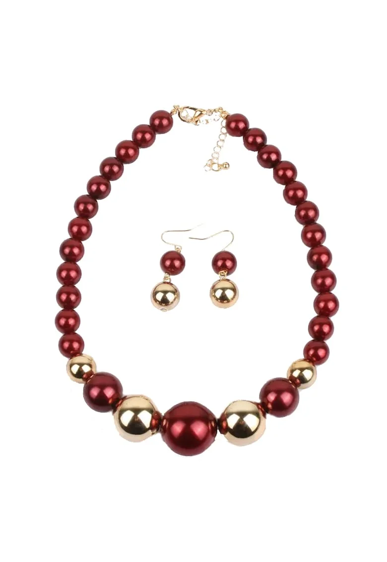 Set Colier si cercei 5674, Visiniu