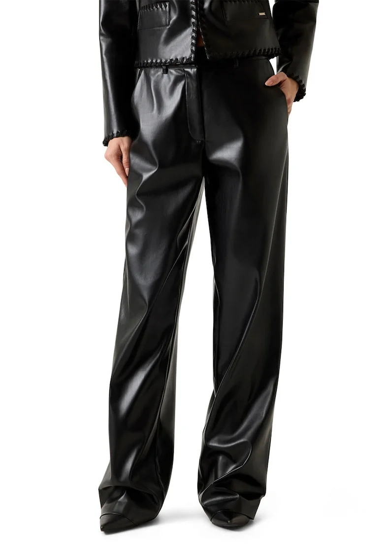 Pantaloni drepti cu talie inalta, Negru