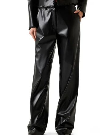 Pantaloni drepti cu talie inalta, Negru