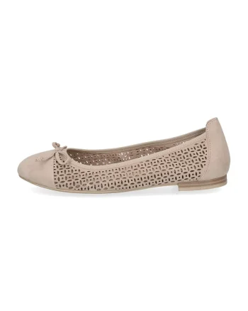 Balerini de piele cu perforatii, Maro camel