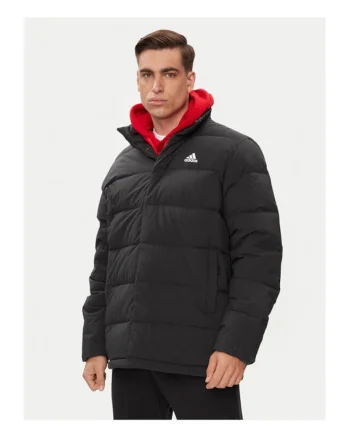 Geaca de puf barbati,  neagra, poliester reciclat, cu fermoar,