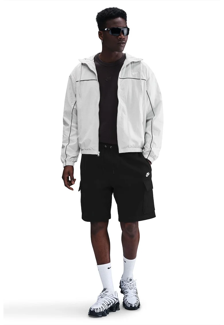Pantaloni scurti de trening cu buzunare cu clapa, Negru