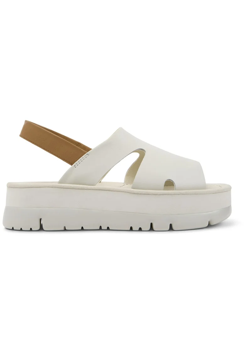Sandale slingback Oruga Up, Maro camel/Alb murdar