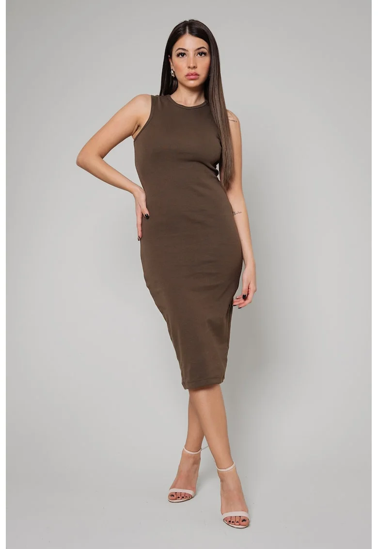 Rochie midi cambrata, Maro inchis
