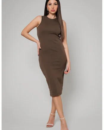 Rochie midi cambrata, Maro inchis