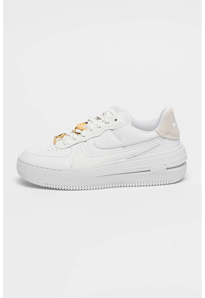Pantofi sport din piele si piele ecologica Air Force 1, Alb