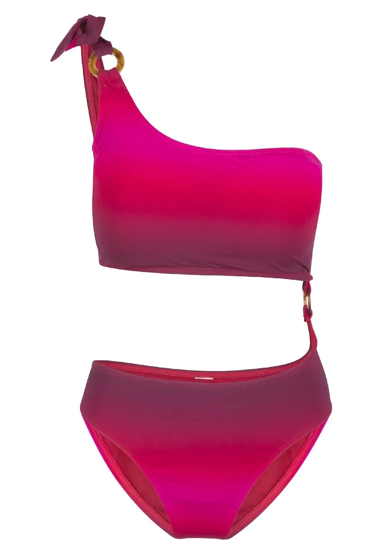 Costum de baie intreg cu aspect in degrade 31387, Rosu/Roz deschis