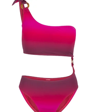 Costum de baie intreg cu aspect in degrade 31387, Rosu/Roz deschis