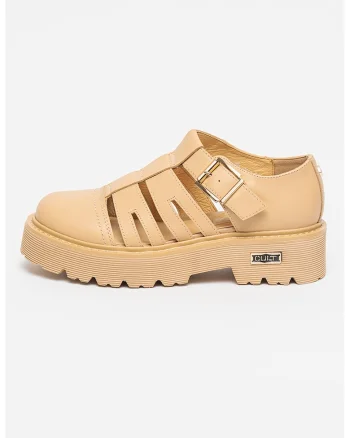 Pantofi din piele cu decupaje Slash, Maro camel