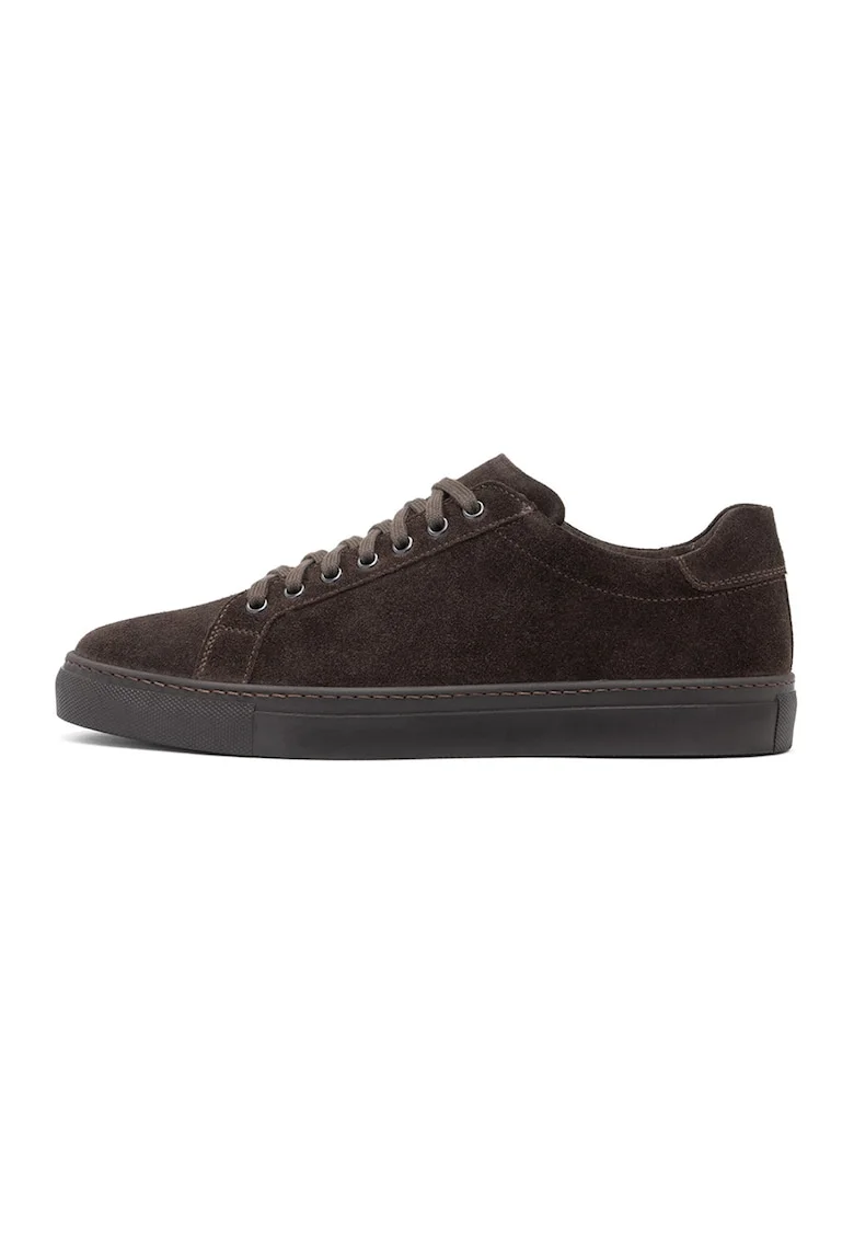 Pantofi sport de piele intoarsa Dilon, Maro inchis