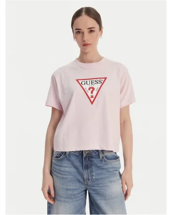 Tricou lejer din bumbac organic cu imprimeu logo pe piept, Roz