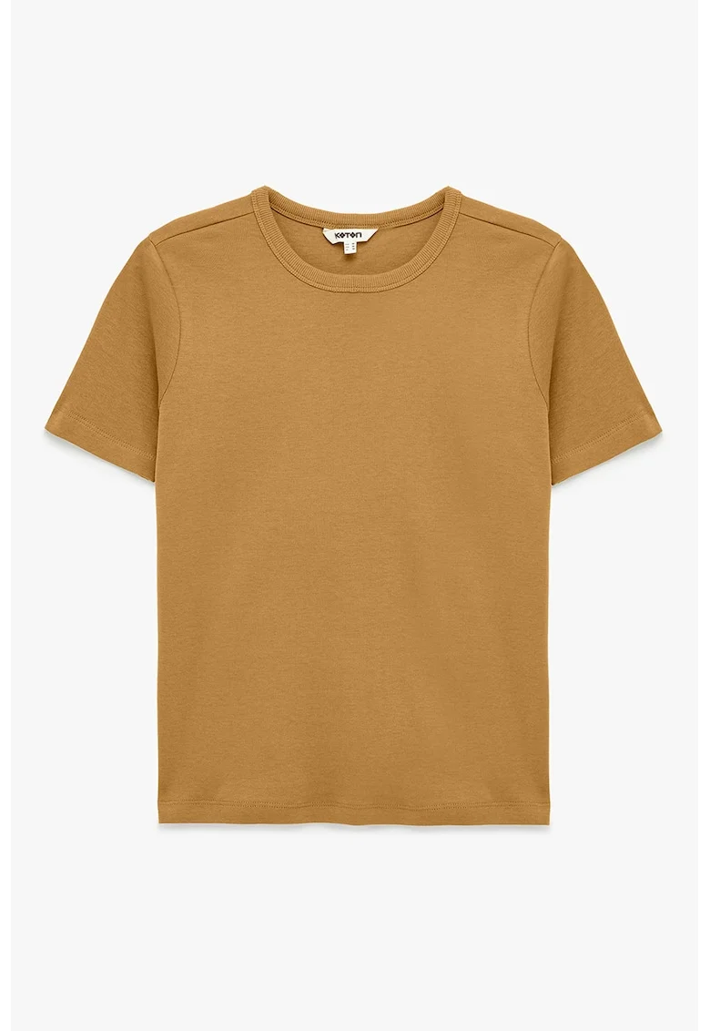 Tricou cu decolteu la baza gatului, din bumbac