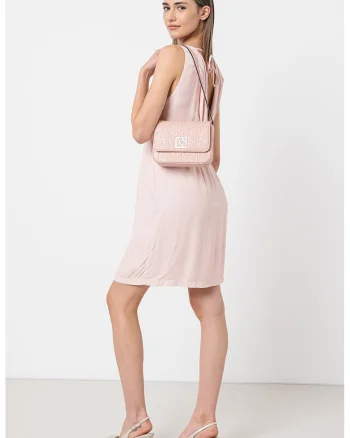 Rochie mini cu decupaj pe spate, Roz prafuit deschis