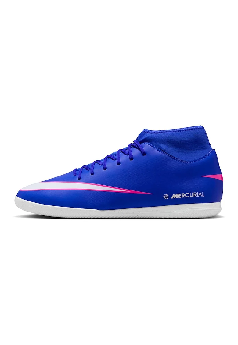 Pantofi mid-high Mercurial Superfly 10 Club cu constructie tip sosete, pentru fotbal, Albastru royal/Roz