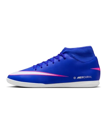 Pantofi mid-high Mercurial Superfly 10 Club cu constructie tip sosete, pentru fotbal, Albastru royal/Roz