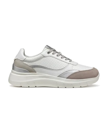 Pantofi sport cu garnituri din piele intoarsa, Alb/Maro inchis