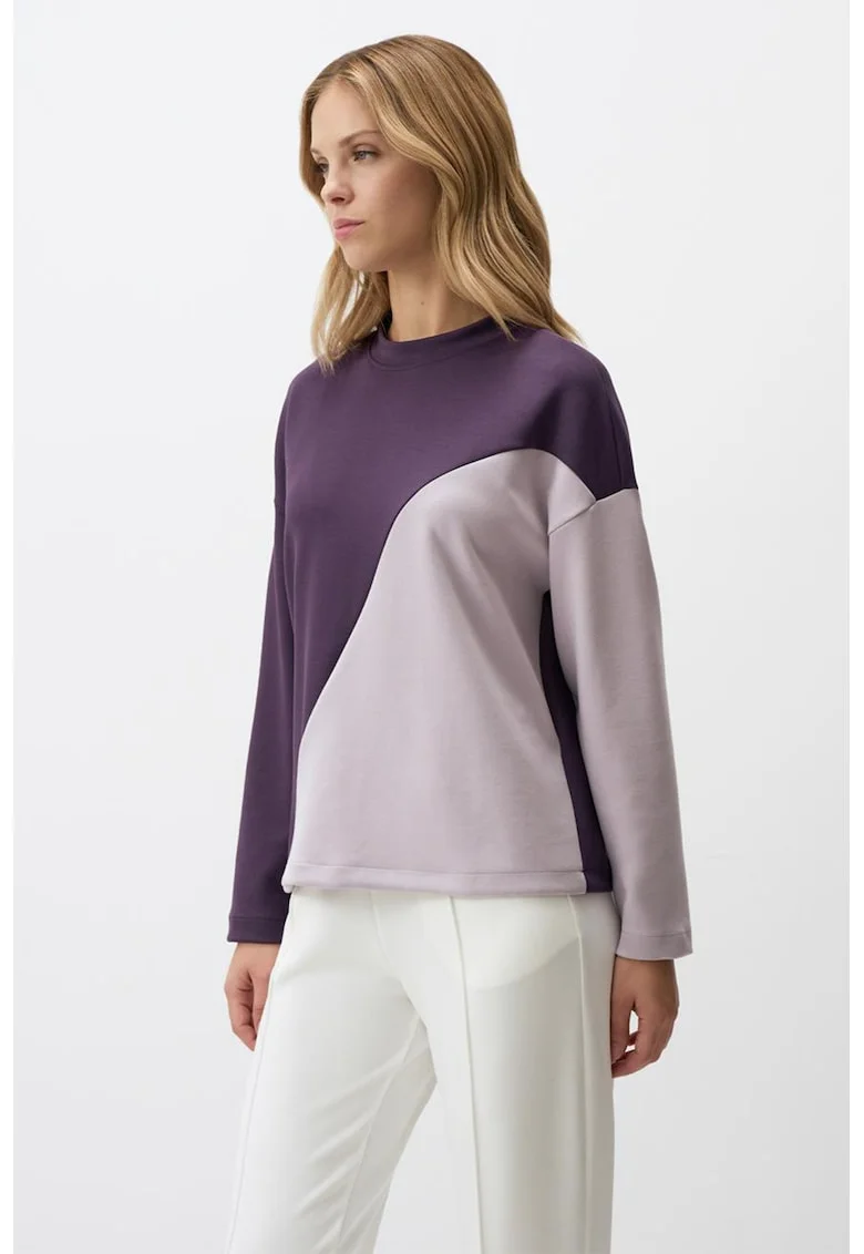 Bluza de trening din amestec de modal cu decolteu la baza gatului, Lila pal/Violet aubergine