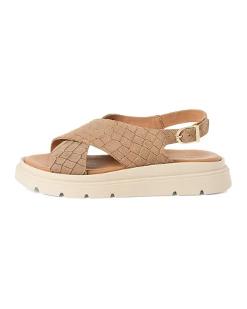 Sandale wedge de piele, Maro deschis