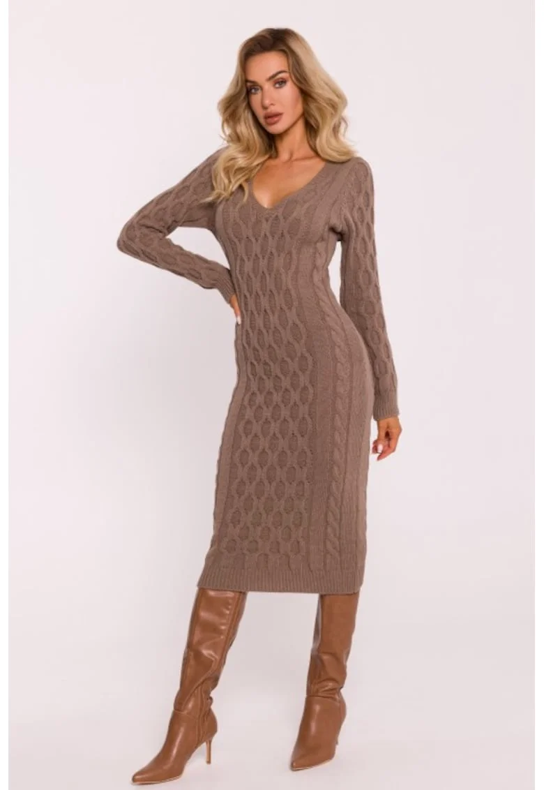 Rochie tricotata cu decolteu in V,  One Sizeqwdxz