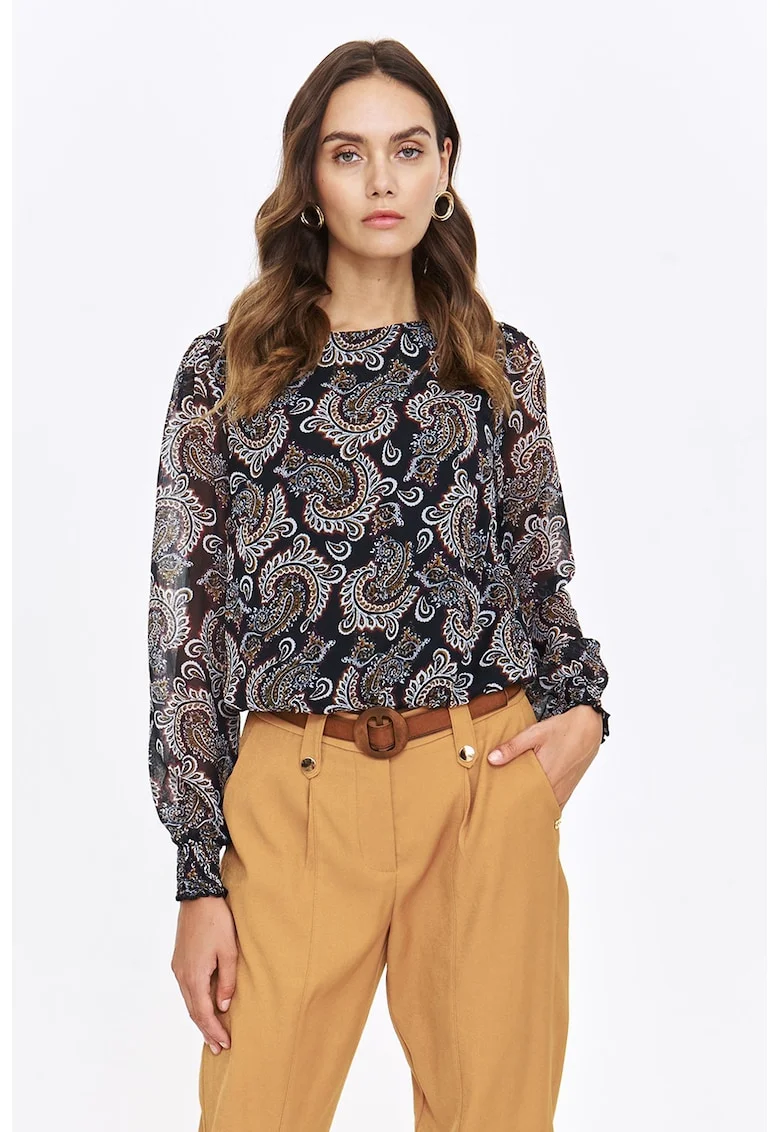 Bluza de sifon cu imprimeu paisley, Rosu/Maro inchis/Alb optic