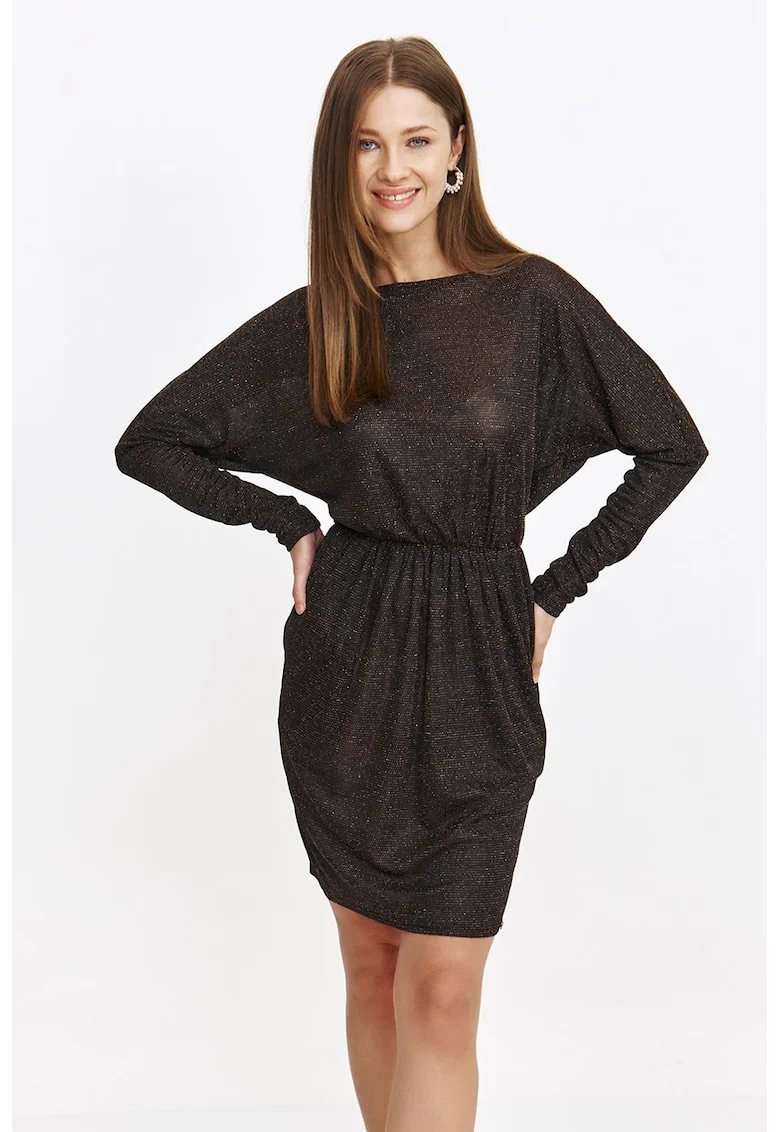 Rochie cu aspect stralucitor, Maro inchis/Negru stins