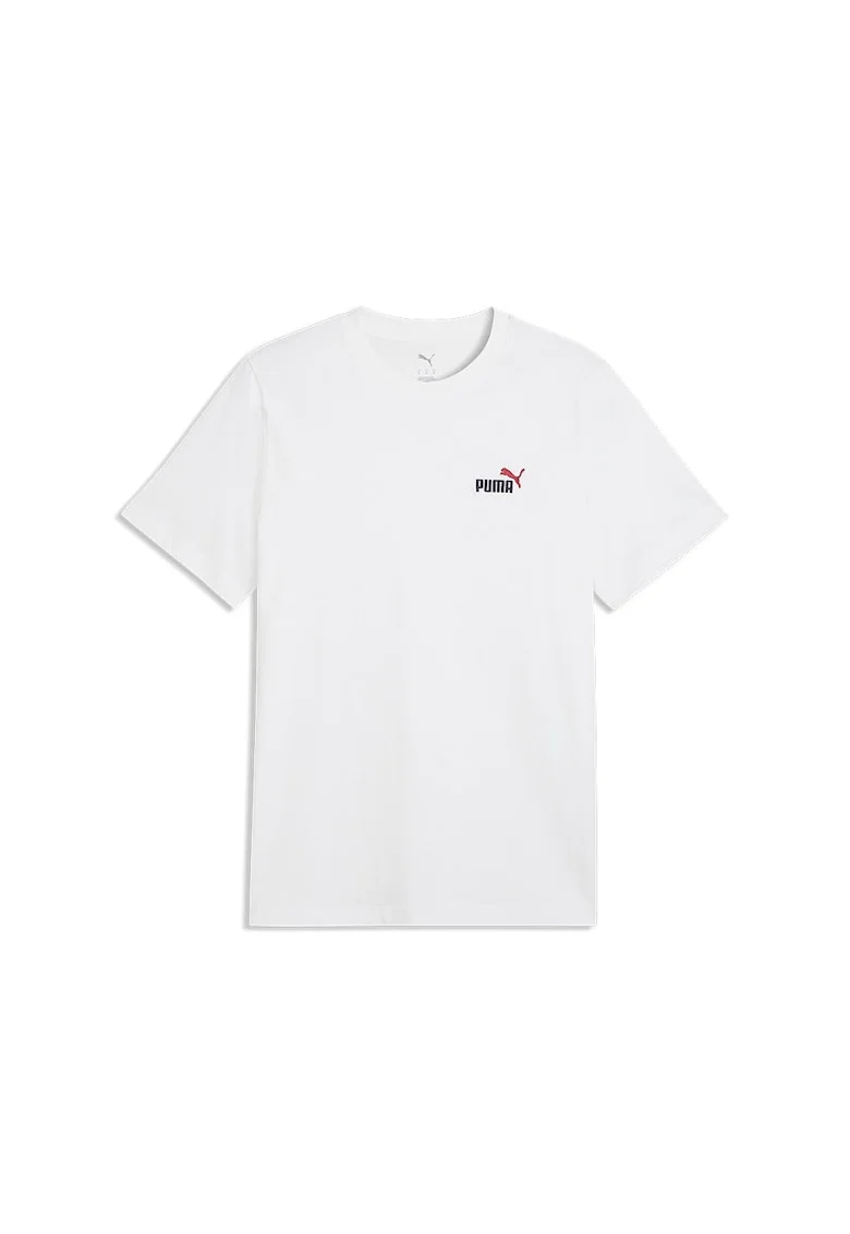 Tricou de bumbac cu decolteu la baza gatului si logo brodat Essentials 2, Alb/Negru/Rosu vermillion