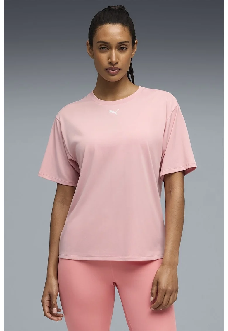 Tricou cu decolteu la baza gatului pentru fitness Tad Essential, Roz deschis