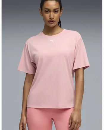 Tricou cu decolteu la baza gatului pentru fitness Tad Essential, Roz deschis
